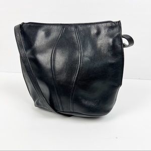 Woodward Vintage Made in Italy Black Leather Women's Crossbody Purse